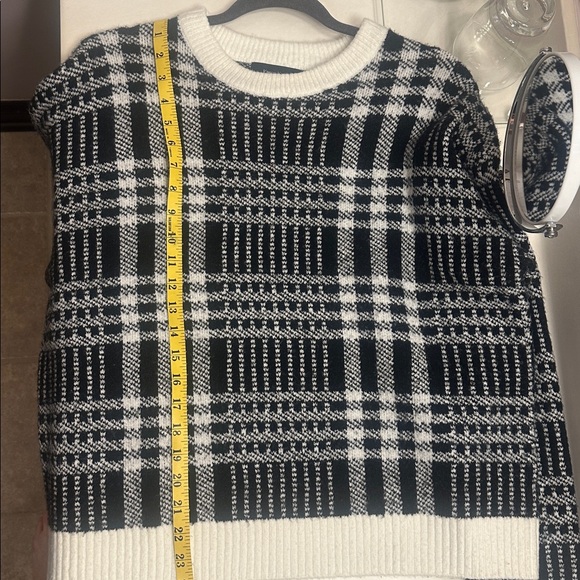 Karen Kane Black and White Plaid Crew Neck Sweater - Picture 6 of 6